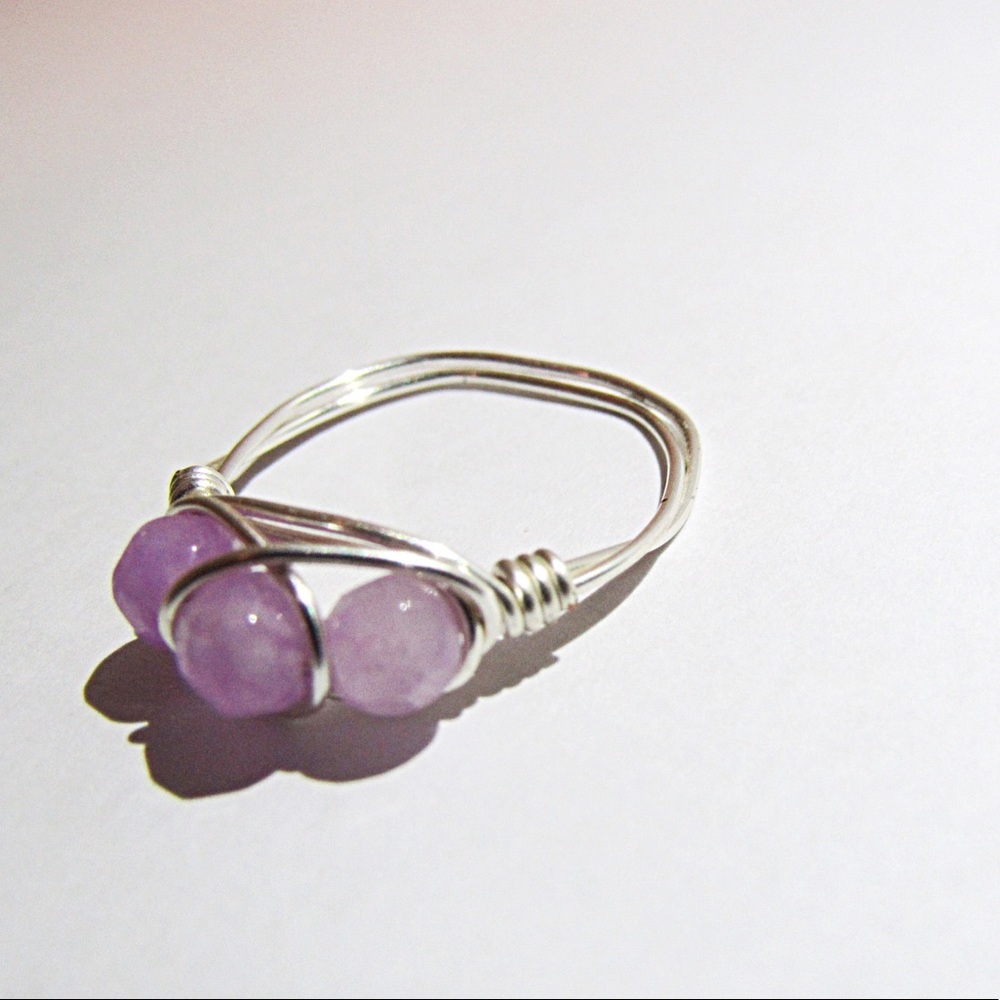 Purple amethyst wired ring